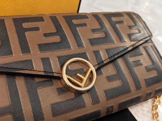 Fendi FF Chain Wallet on Chain – Brown