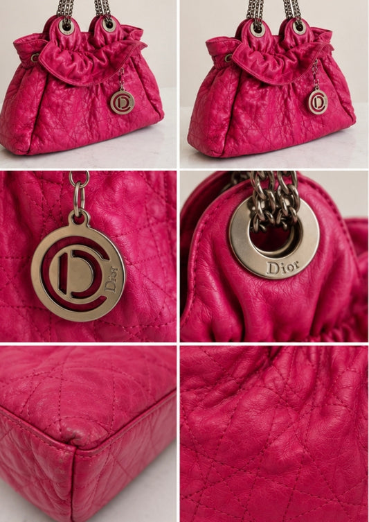 Pre Loved Christian Dior Fuchsia Cabbage Leather Bag