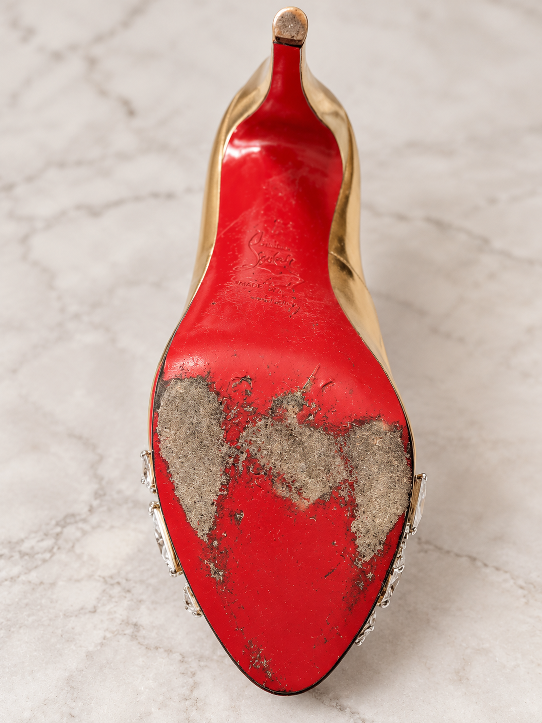Pre owned Size 38 Christian Louboutin Bling Bling Gold Crystal Peep-Toe Heels RRP €1,400