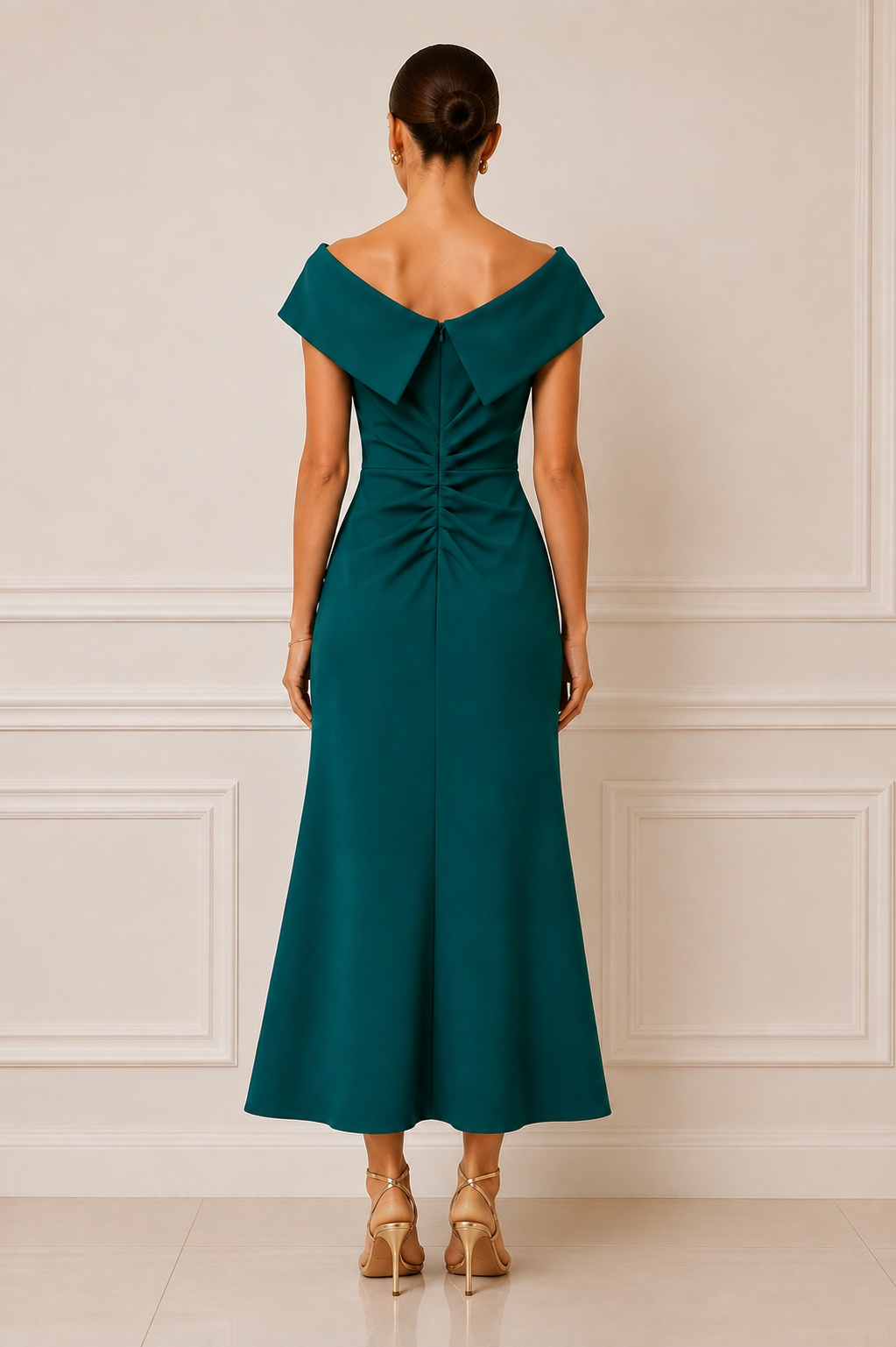 Worn Once* Xscape Emerald Green Off-Shoulder Midi Dress