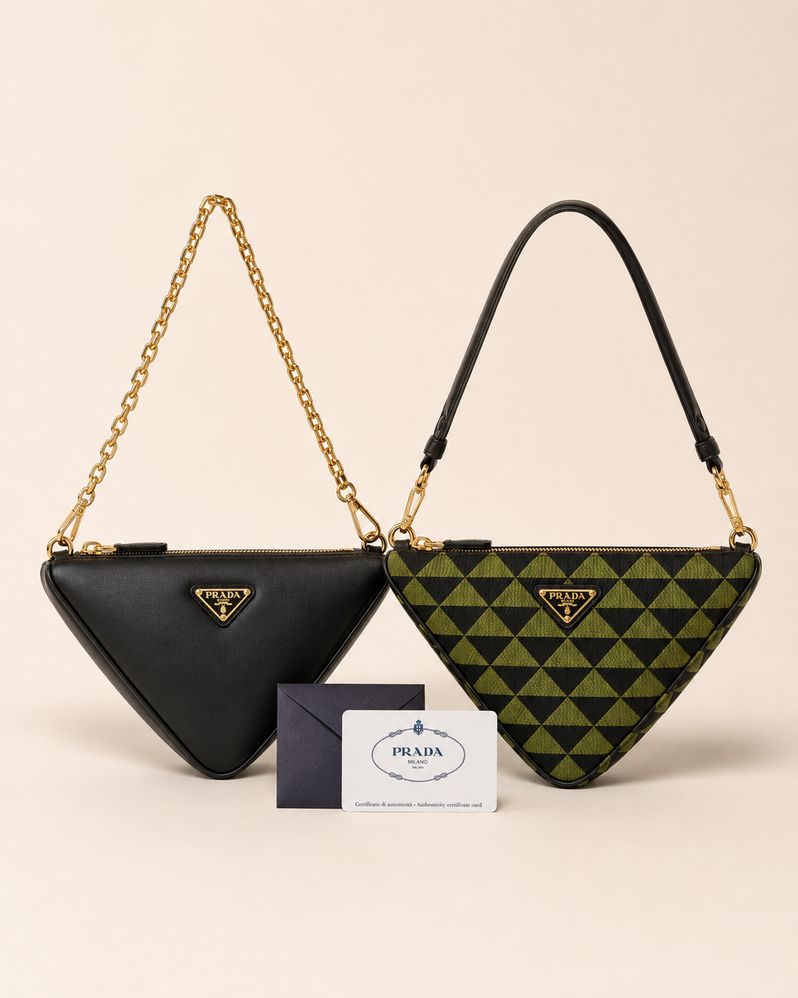 *NEW* Prada Symbole Leather & Fabric Mini Bag – Black / Ivy Green RRP €2,205