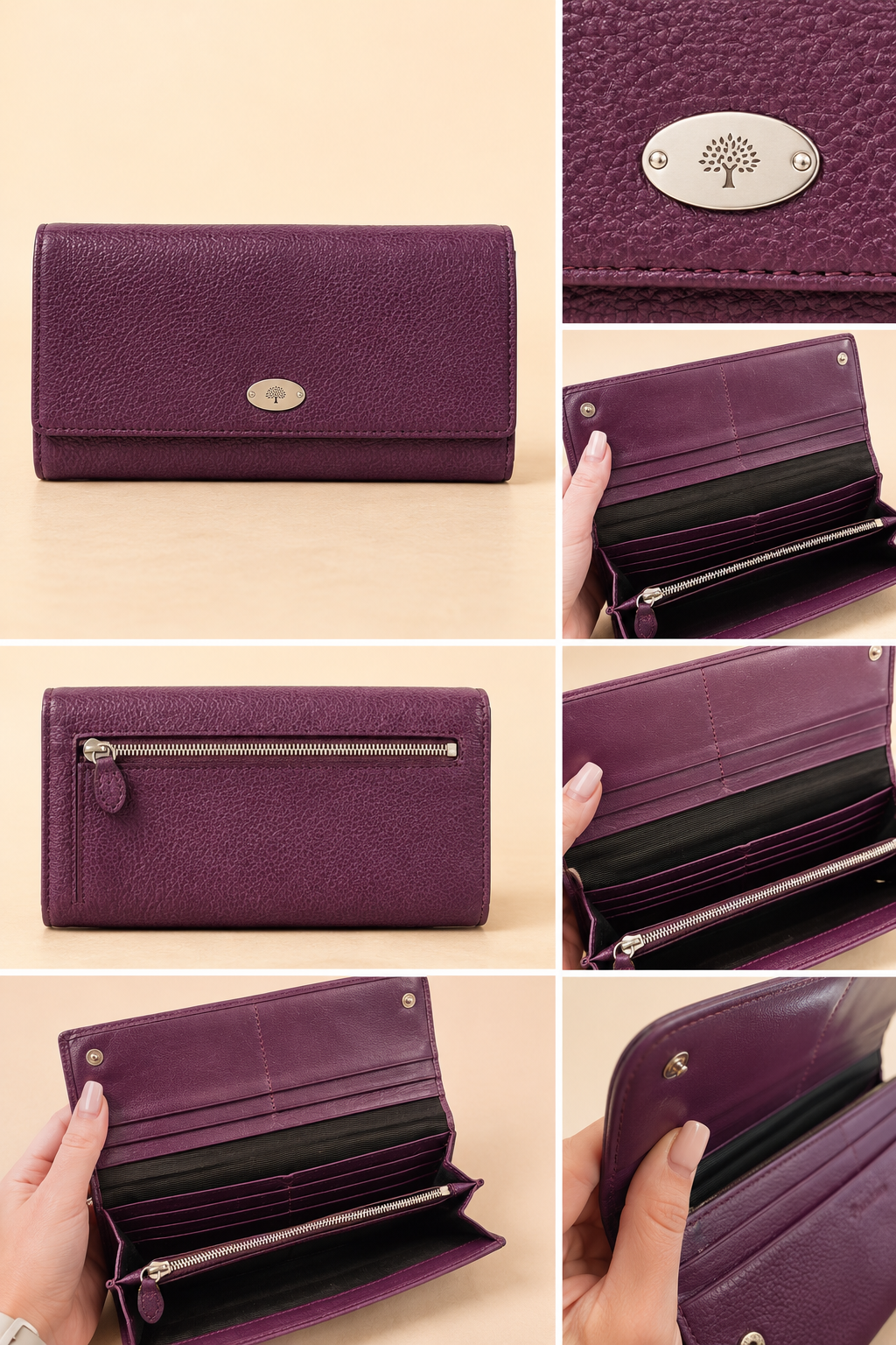 Pre Loved - Mulberry Plaque Continental Wallet – Plum