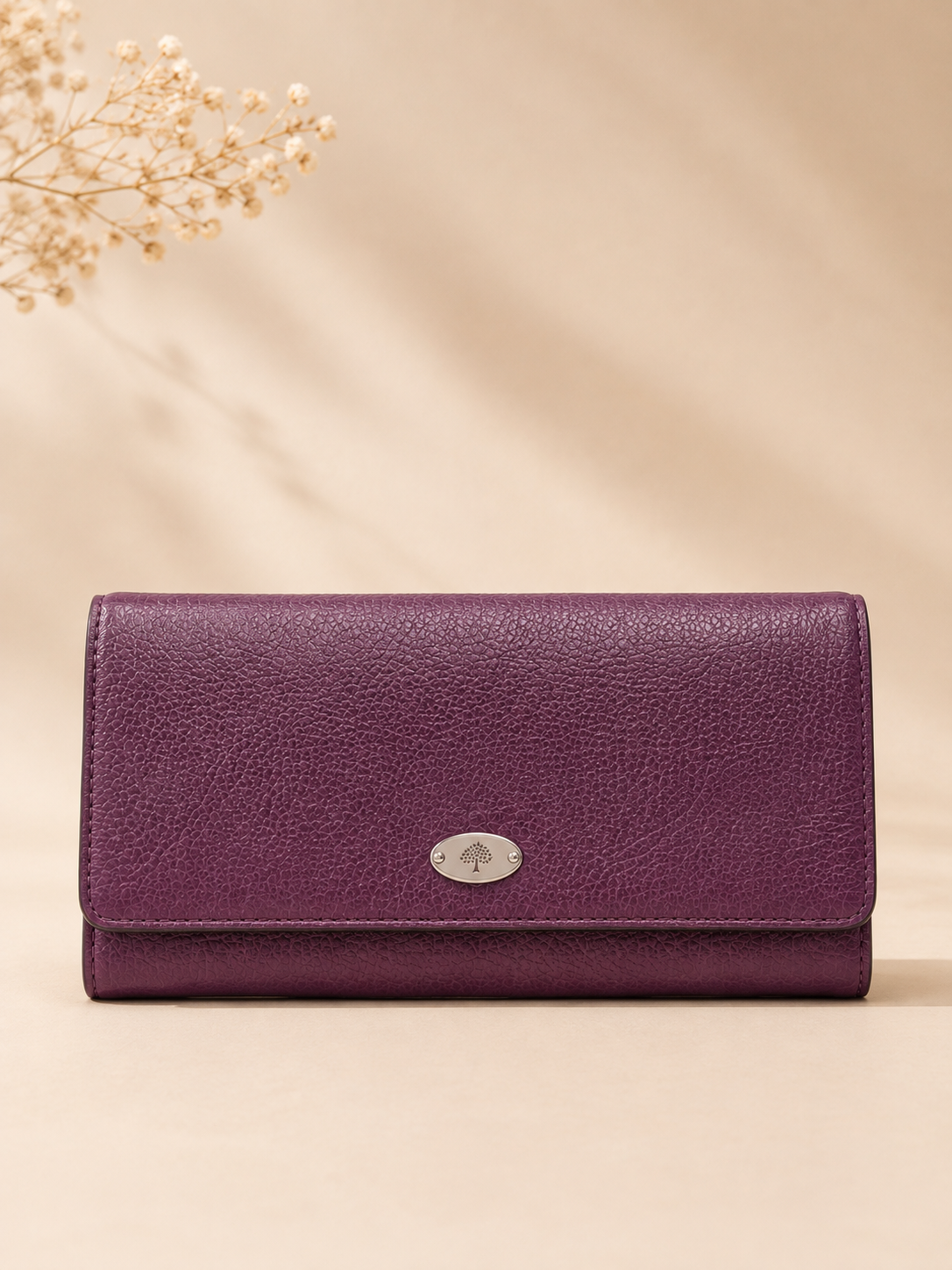 Pre Loved - Mulberry Plaque Continental Wallet – Plum