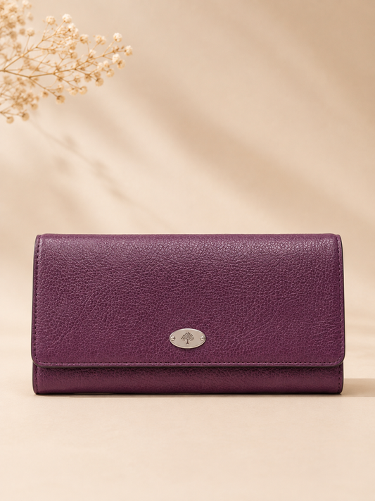 Pre Loved - Mulberry Plaque Continental Wallet – Plum