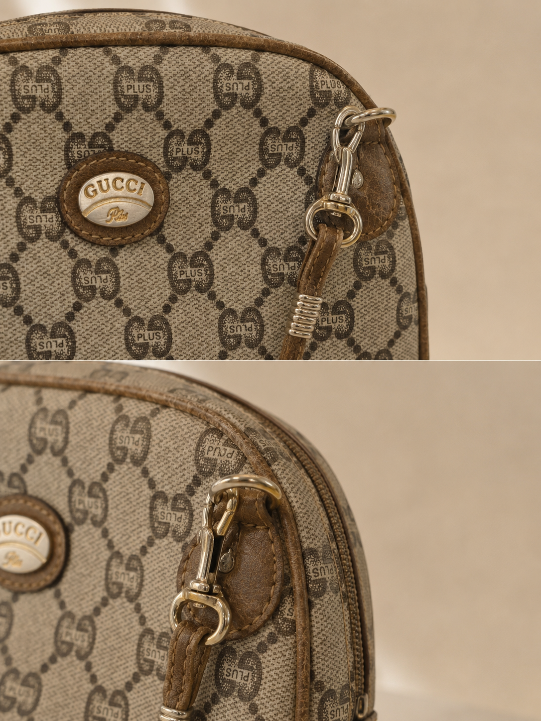 Pre-Loved Vintage Gucci Plus Monogram Crossbody Bag