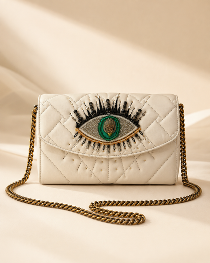 Pre-Loved Like New* Kurt Geiger Embellished Eye Crossbody Bag – Ivory