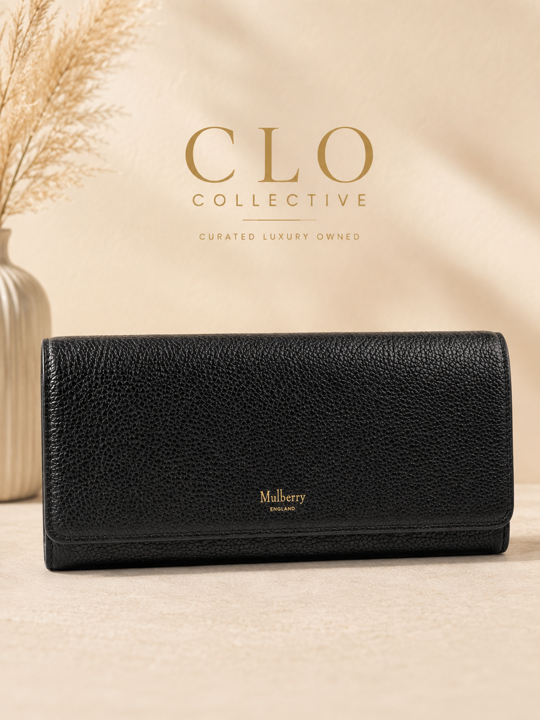 Pre Loved - Mulberry Continental Wallet – Black Small Classic Grain €495