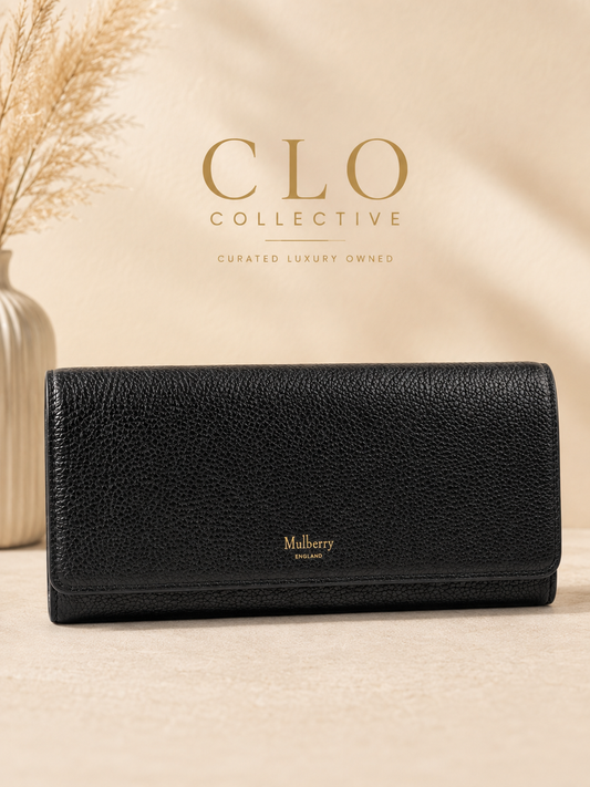Pre Loved - Mulberry Continental Wallet – Black Small Classic Grain €495