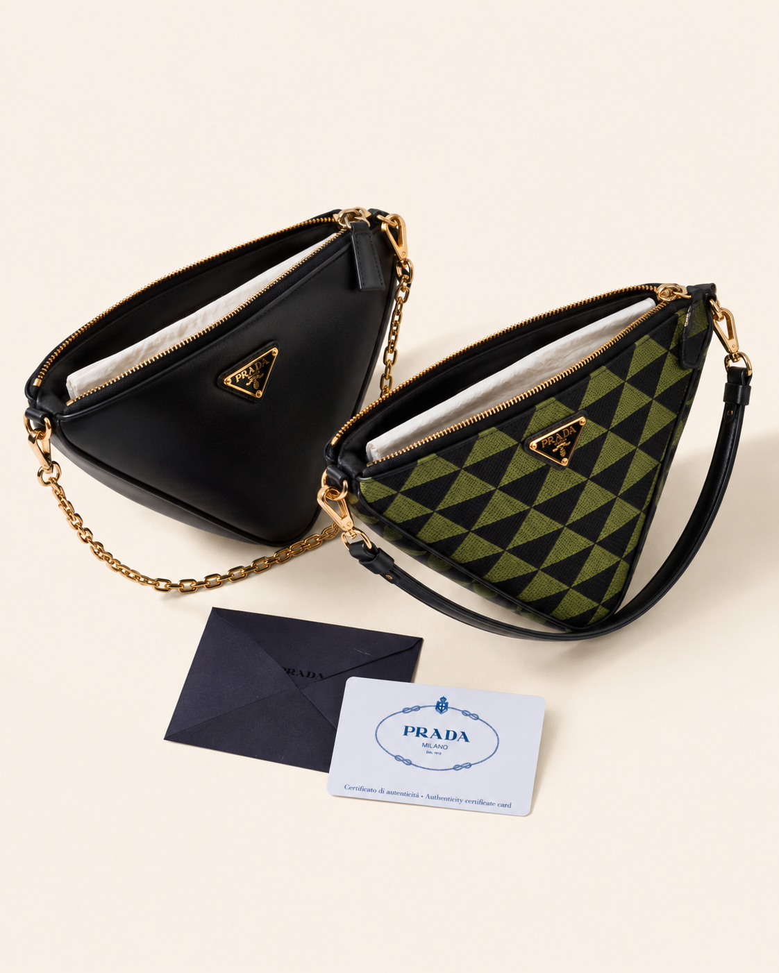 *NEW* Prada Symbole Leather & Fabric Mini Bag – Black / Ivy Green RRP €2,205