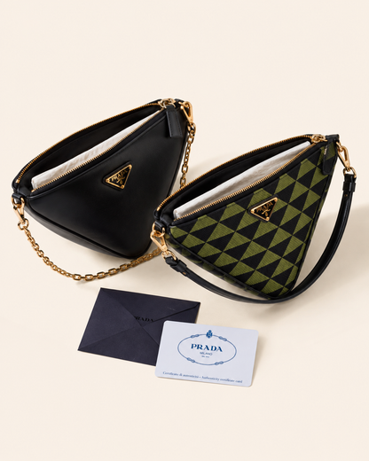 *NEW* Prada Symbole Leather & Fabric Mini Bag – Black / Ivy Green RRP €2,205