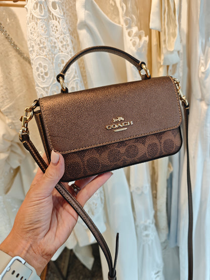 Excellent* Coach Mini Josie Top Handle Bag – Gold/Brown/Copper