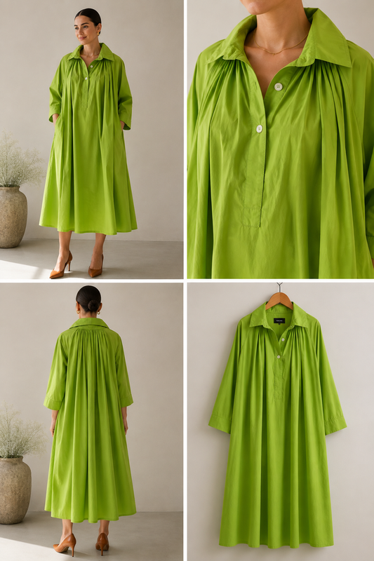 Excellent* Hache Lime Green Cotton Midi Dress RRP €650