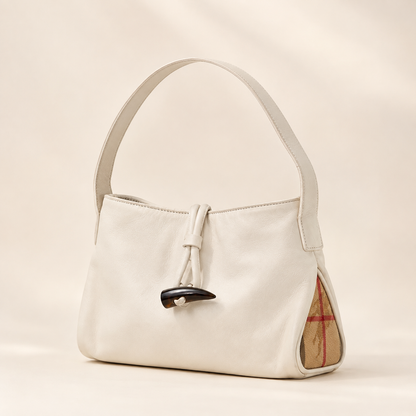 Pre-Loved Burberry London Vintage Y2K Horn Toggle Shoulder Bag – Ivory RRP €795