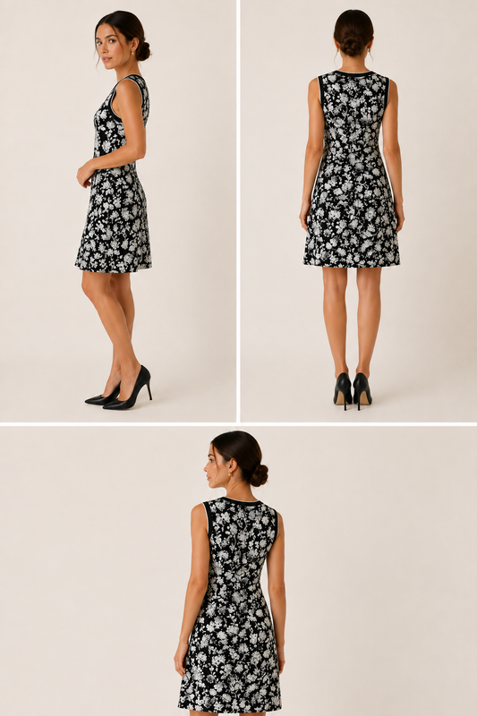 Victoria, Victoria Beckham Floral Jacquard Knit Dress – Size UK 10