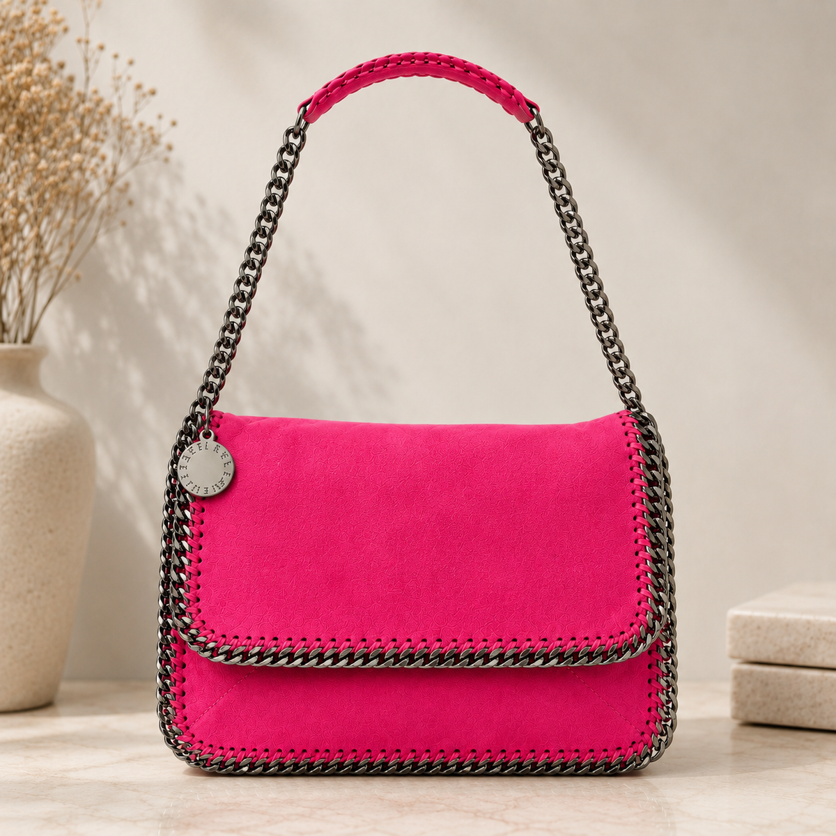 New*Stella McCartney Falabella Fold-Over Bag – Fuchsia Pink