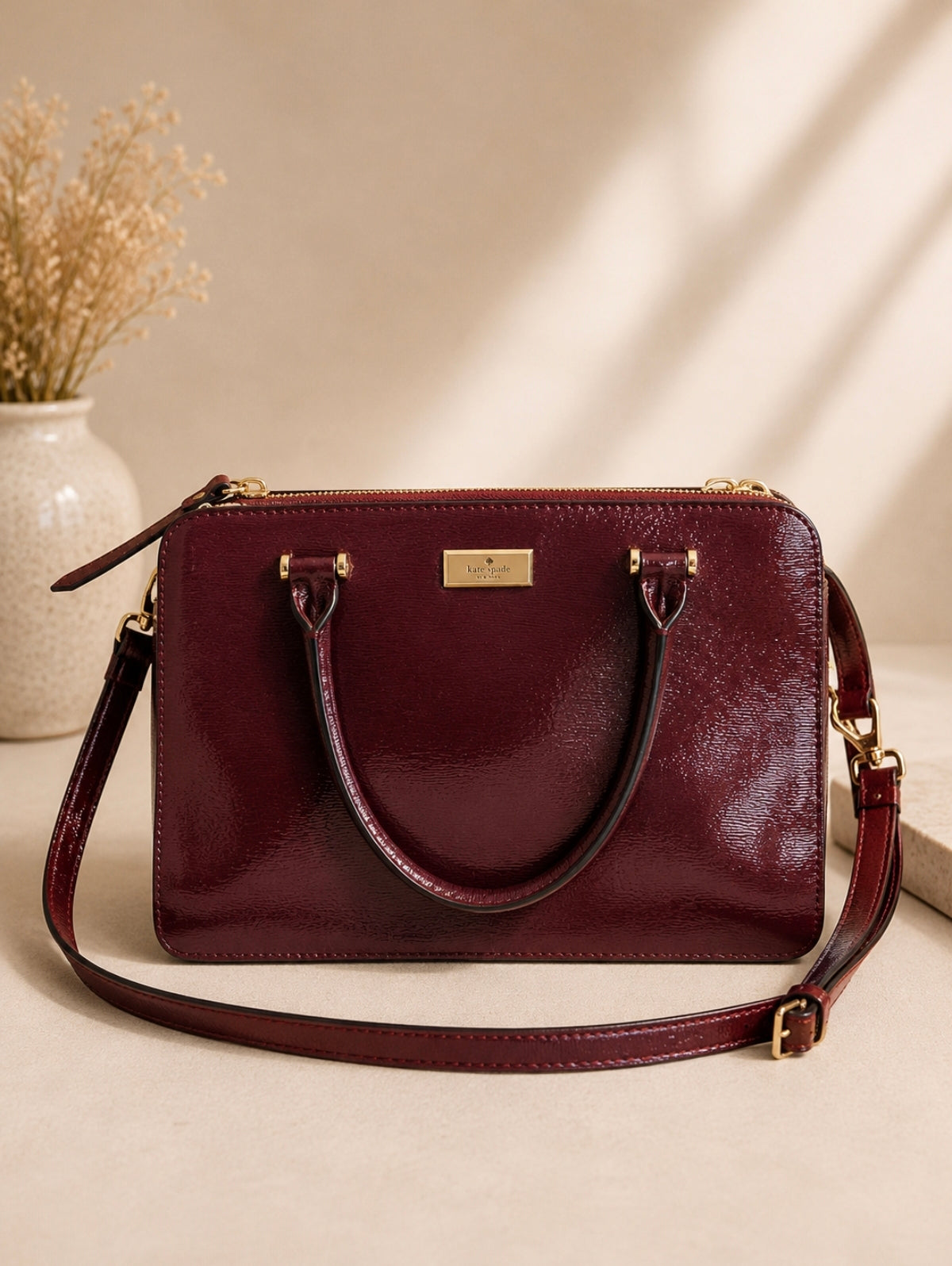 Pre loved Kate Spade New York Lise Bixby Place Satchel – Burgundy