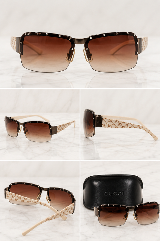 Pre loved Gucci Vintage Y2K Studded Shield Sunglasses