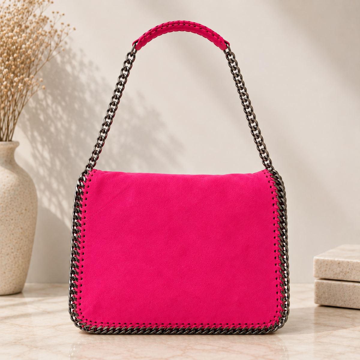 New*Stella McCartney Falabella Fold-Over Bag – Fuchsia Pink