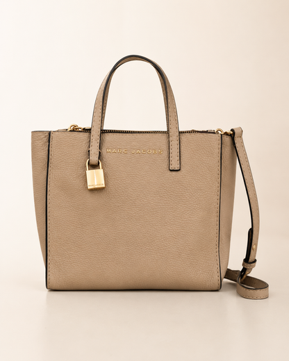 Marc Jacobs Leather Mini Tote Bag – Taupe