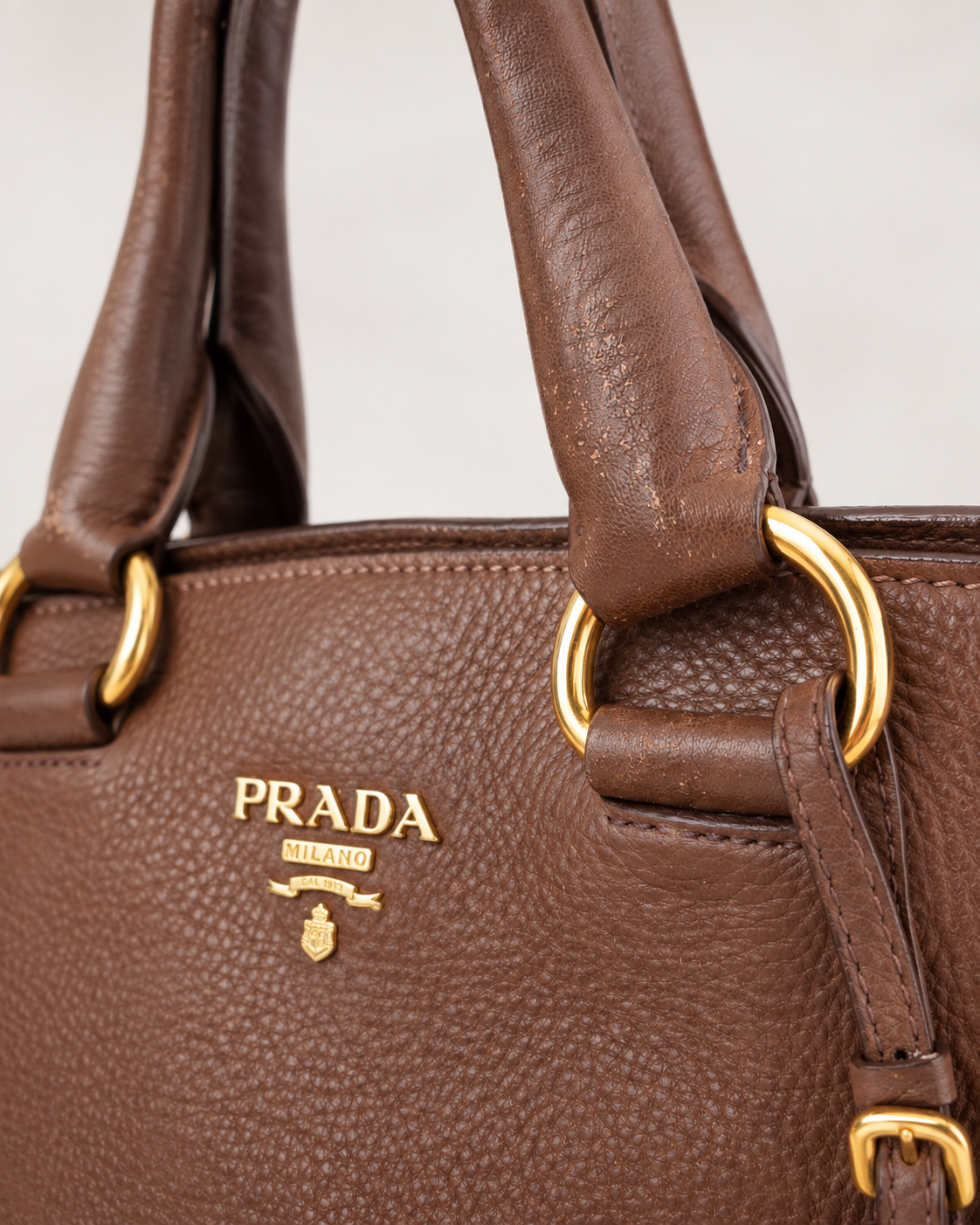 Pre Loved* Prada Vitello Daimo Large Leather Tote - Brown RRP €1,700