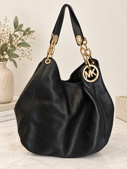 Pre Loved Black Michael Kors Fulton Shoulder Bag