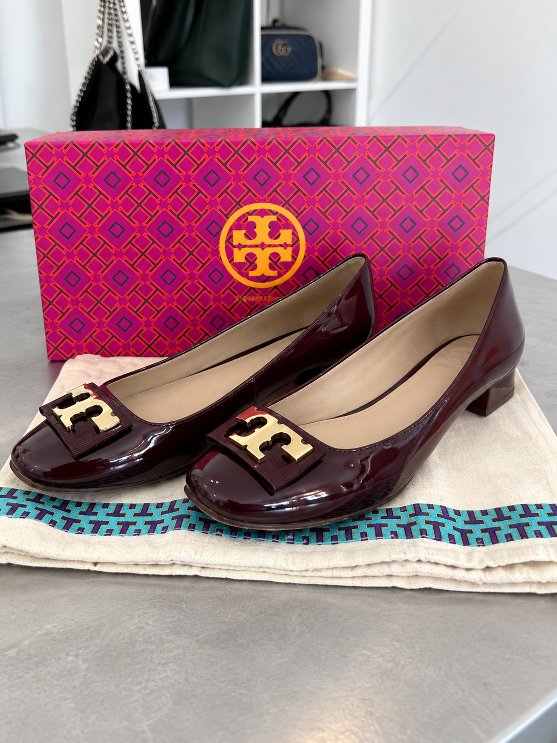 Pre loved BurgundyTory Burch Pumps Size 6