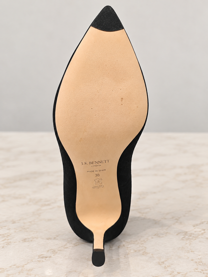 Never worn* L.K. Bennett Black Suede Pointed-Toe Courts – Size 39