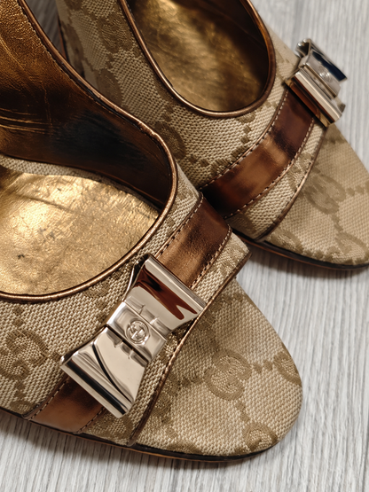 Vintage Gucci GG Monogram Bow Slingback Heels – Size 39