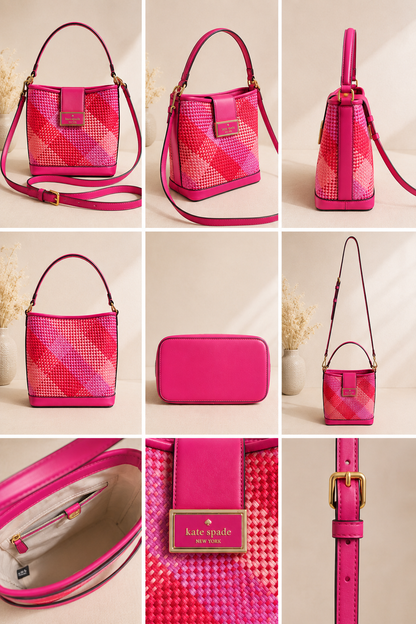 Pre loved Kate Spade Reegan Woven Straw Bucket Bag – Pink Multi