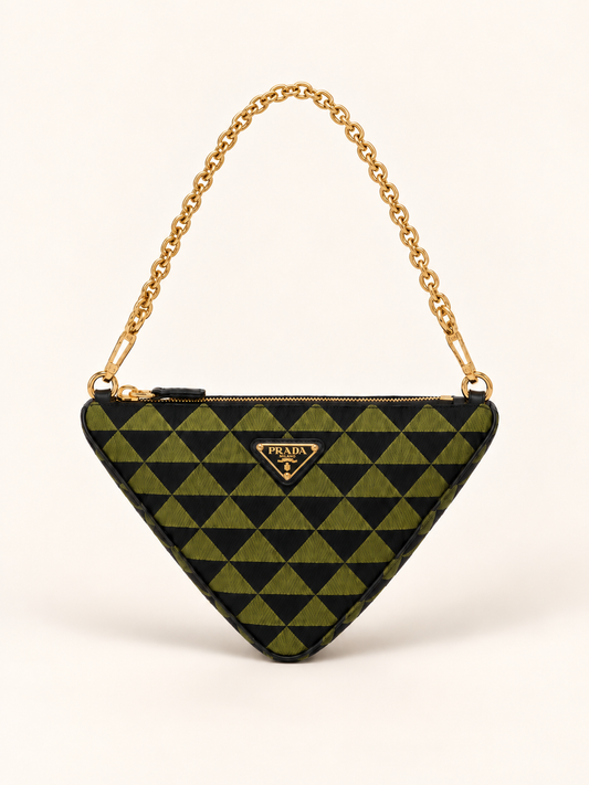 New* Prada Triangolo Symbole Mini Triangle Shoulder Bag – Green/Black
