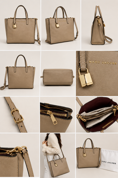 Marc Jacobs Leather Mini Tote Bag – Taupe