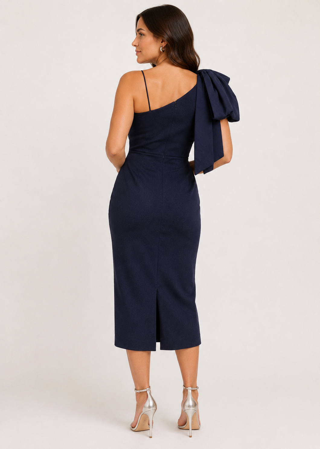 Rebecca Vallance Navy Statement Bow Midi Dress – Size 14 RRP €650