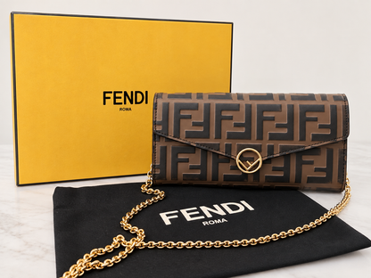 Fendi FF Chain Wallet on Chain – Brown