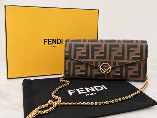Fendi FF Chain Wallet on Chain – Brown