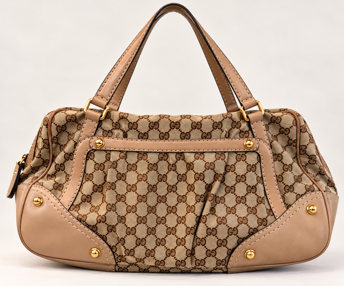 Pre loved Gucci GG Canvas Jockey Boston Bag – Beige & Taupe