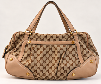 Pre loved Gucci GG Canvas Jockey Boston Bag – Beige & Taupe