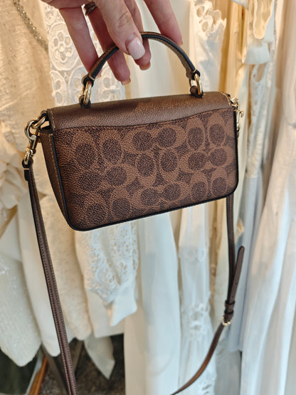 Excellent* Coach Mini Josie Top Handle Bag – Gold/Brown/Copper