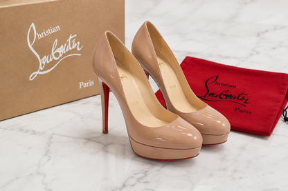 Excellent* Christian Louboutin Bianca 140 Patent Calf Pumps – Nude Size 39.5