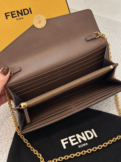 Fendi FF Chain Wallet on Chain – Brown