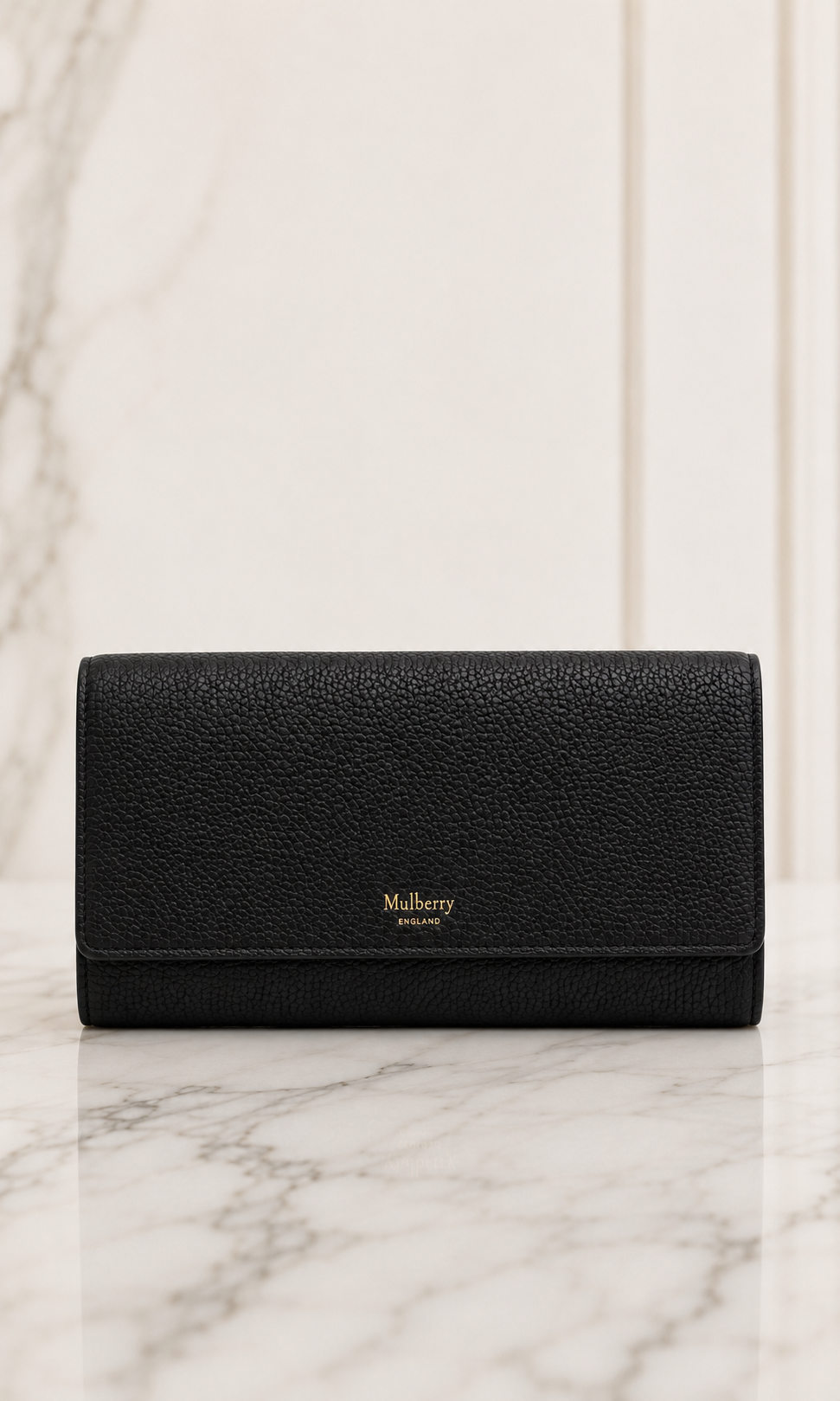 Pre Loved Mulberry Continental Wallet – Black Small Classic Grain