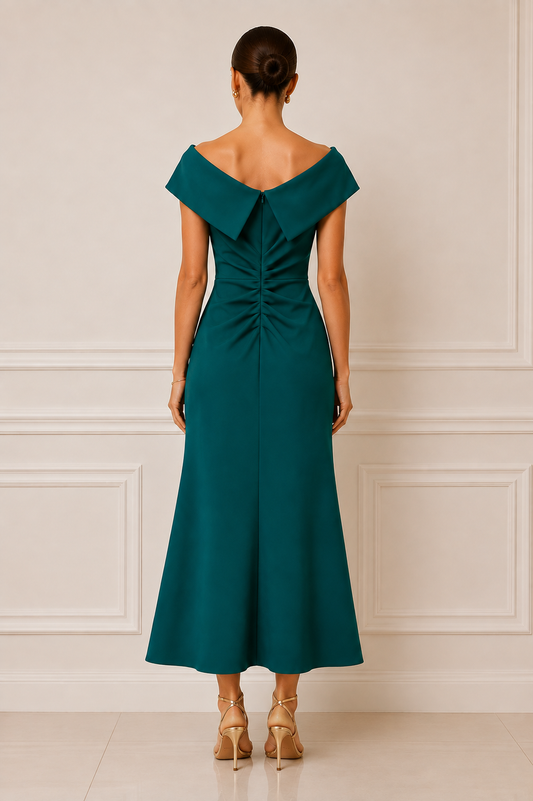 Worn Once* Xscape Emerald Green Off-Shoulder Midi Dress