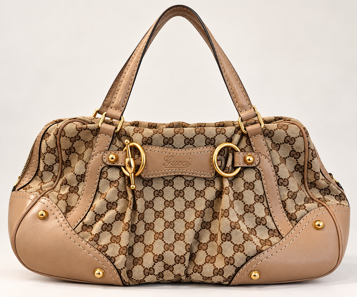 Pre loved Gucci GG Canvas Jockey Boston Bag – Beige & Taupe