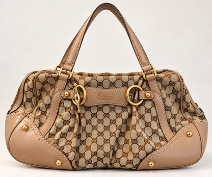 Pre loved Gucci GG Canvas Jockey Boston Bag – Beige & Taupe