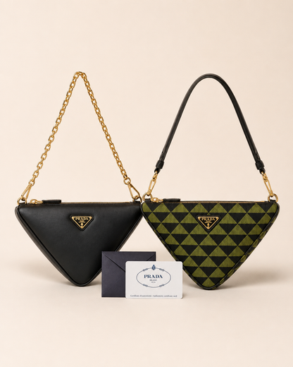 *NEW* Prada Symbole Leather & Fabric Mini Bag – Black / Ivy Green RRP €2,205