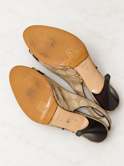 Vintage Gucci GG Monogram Bow Slingback Heels – Size 39