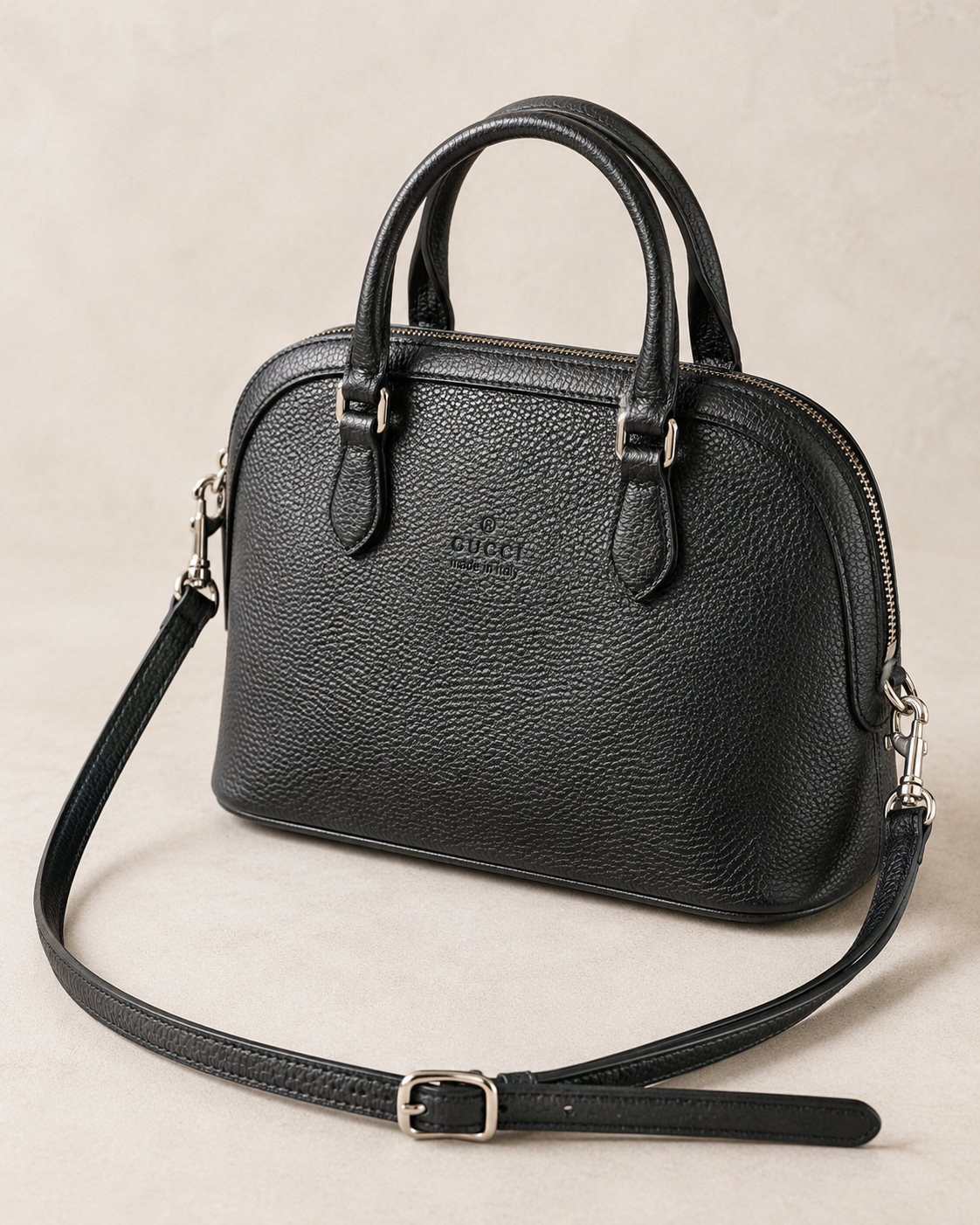 Pre Loved Gucci Black Leather Top Handle Crossbody Bag RRP €1,600