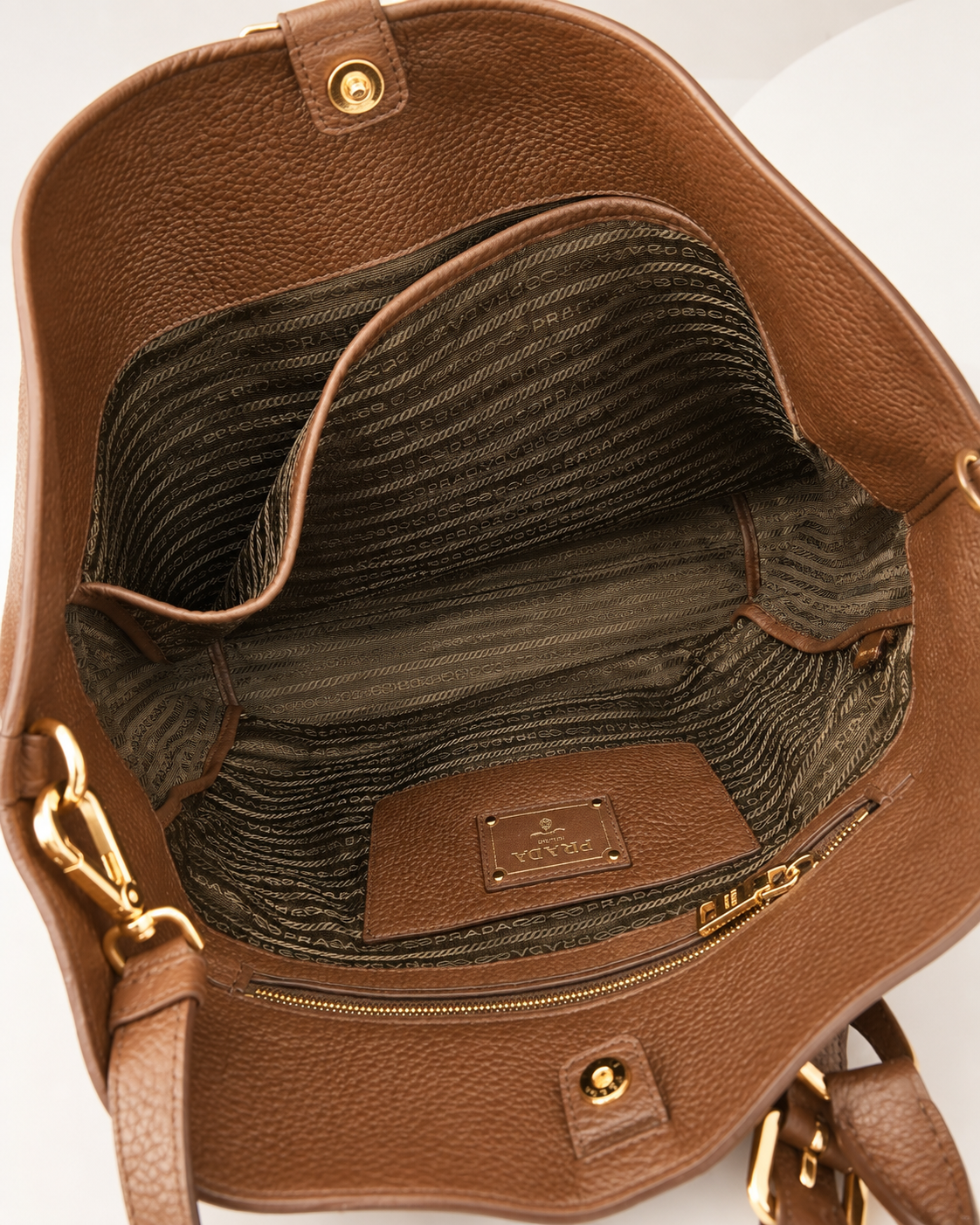 Pre Loved* Prada Vitello Daimo Large Leather Tote - Brown RRP €1,700
