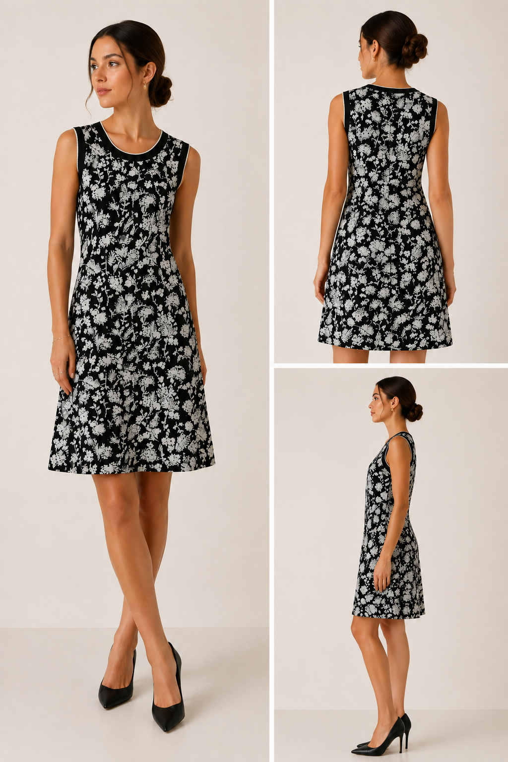 Victoria, Victoria Beckham Floral Jacquard Knit Dress – Size UK 10