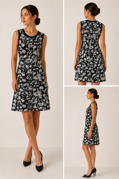 Victoria, Victoria Beckham Floral Jacquard Knit Dress – Size UK 10