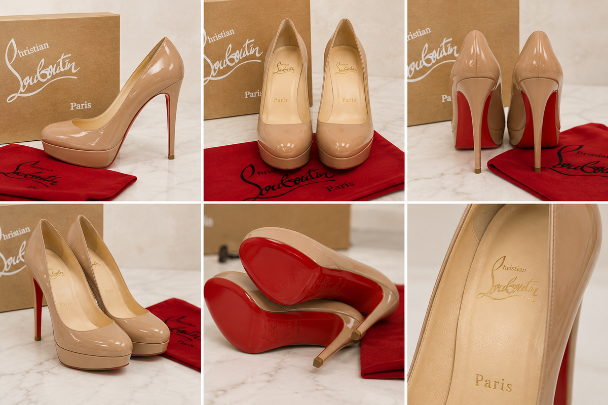 Excellent* Christian Louboutin Bianca 140 Patent Calf Pumps – Nude Size 39.5